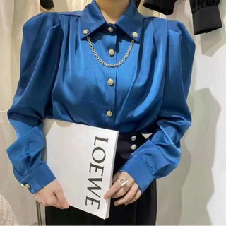 เสื้อเชิ้ตสไตล์เกาหลี แต่งอะไหล่โซ่