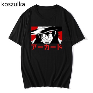 【100% cotton】เสื้อยืด พิมพ์ลายกราฟิกการ์ตูนอนิเมะ Alucard Hellsing สไตล์ฮิปฮอป ฮาราจูกุ เหมาะกับฤดูร้อน สําหรับผู้ชาย