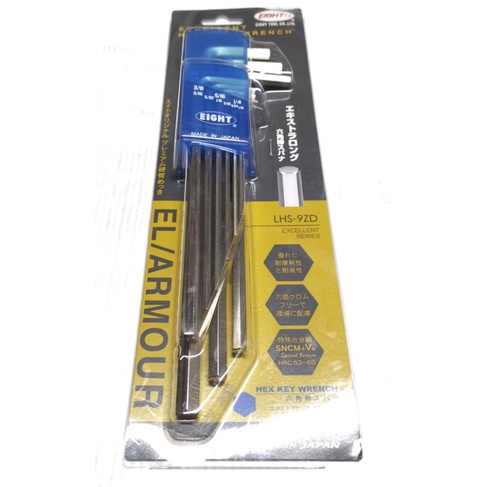 EIGHT​ LHS-9ZD​ LHS-9Z ประแจหกเหลี่ยม​ ยาว​ สีขาว​ 9ตัวชุด​ 1/1/6"-3/8" ประแจหกเหลี่ยมหุน​ ประแจหกเหลี่ยมหน่วยนิ้ว​