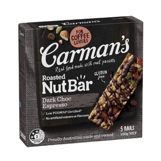 Carmans Dark Choc Espresso Nut Bars 5Bar 160gNET โปรตีนบาร์ โปรตีน โปรตีนแท่ง โปรตีนเสริม ขนมโปรตีน