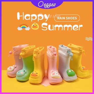 Oeggeo shop รองเท้าบูท กันฝน กันลื่น ลายการ์ตูนเป็ด สําหรับเด็ก