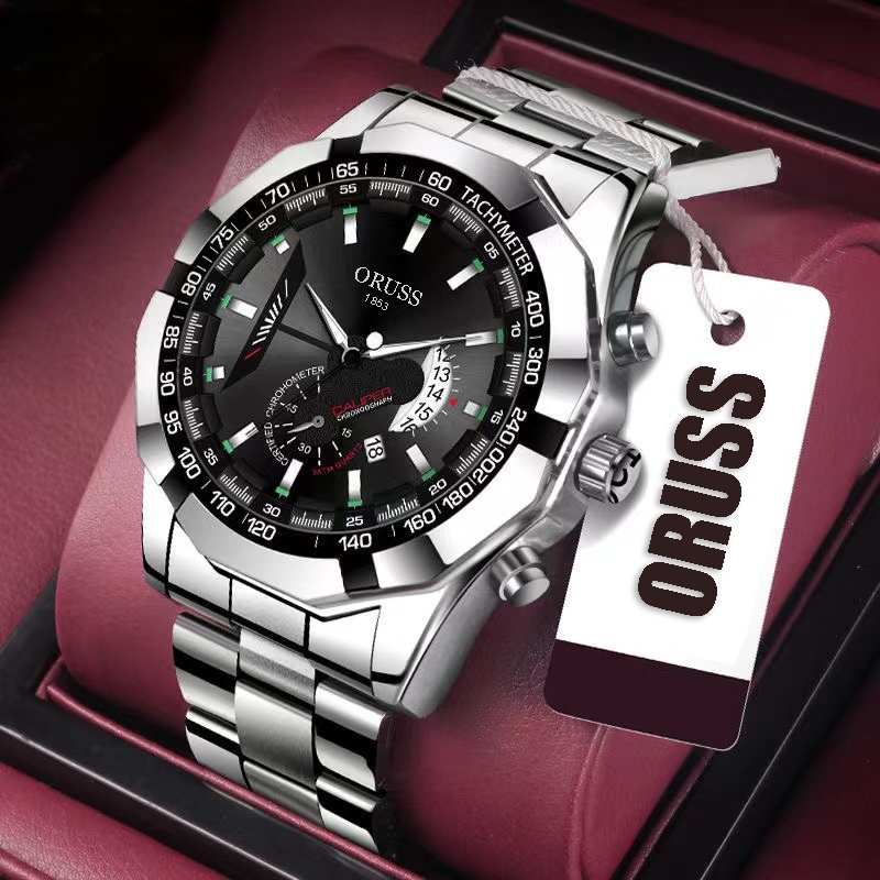 Oruss นาฬิกาข้อมืออะนาล็อก สายสแตนเลส กันน้ํา หรูหรา สําหรับผู้ชาย