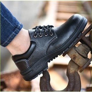 เช็ครีวิวสินค้าHot รองเท้าเซฟตี้ PU safety shoes รองเท้าหัวเหล็ก ไซส์36-44 GM012