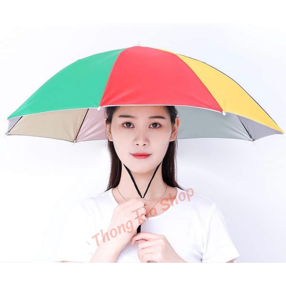 หมวกร่มป้องกันแดดรังสี  UV ,ป้องกันฝน ขนาดกว้าง 70-77 ซม.**สินค้าพร้อมส่ง