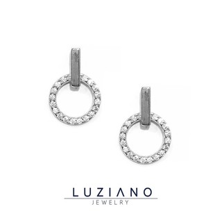 💎 ต่างหูเงินแท้ รุ่น Keep it simple - Luziano Jewelry เงินแท้ 925 แฟชั่นผู้หญิง ต่างหู ทองคำขาว