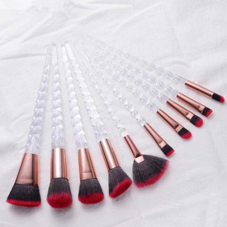 แปรงแต่งหน้ายูนิคอร์น 10 ชิ้น ปัดแก้ม ไฮไลท์ Make Up Brush Fancy (ด้ามหยักสีใส)