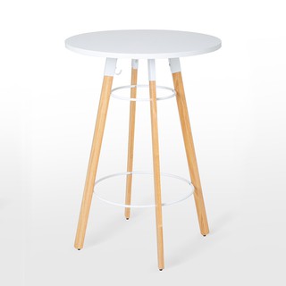 MODERNFORM โต๊ะกลม End Table รุ่น RV ท็อปขาว/ขาไม้ยาง ขนาดเส้นผ่านศูนย์กลาง 80 X สูง 110 ซม.