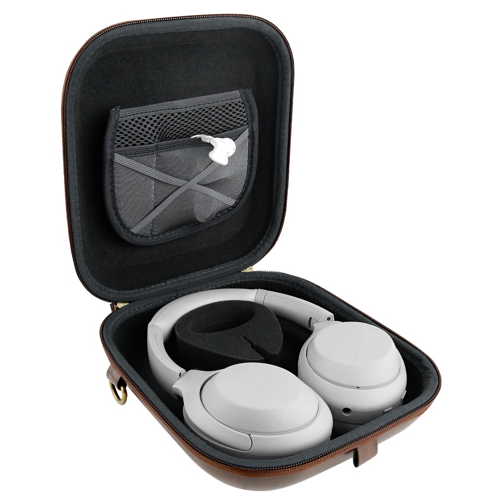 Geekria เคสหูฟังสําหรับ Lay Flat Over-Ear Headphones เข้ากันได้กับชุดหูฟัง Sony WH-1000XM6 WH-1000XM5 WH-1000XM4 PXC 550II (สีน้ําตาล)
