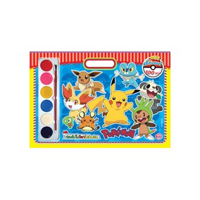 Pokemon ท่องไปในโลกโปเกมอน Giant Book สมุดภาพระบายสีเล่มใหญ่ + สีน้ำ + สติ๊กเกอร์