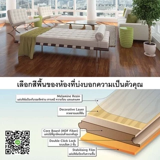 HOFFEN พื้นลามิเนต ขนาดหนา 8 มม. 1.85 ตรม./กล่อง (จัดส่งเร็วมีปลายทาง)