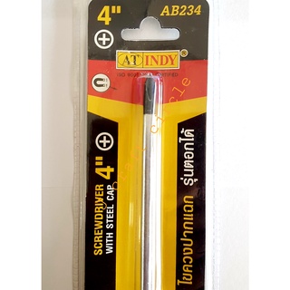 ไขควงแฉกด้ามยาง 2 สี 4" รุ่นตอกได้ AB234 Screwdriver with steel cap 4"