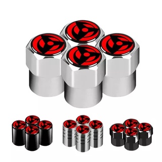 จุกลมรถยนต์ 4PCS สติกเกอร์รถโลหะล้อยางวาล์ว Caps Sharingan Eye 4PCS Universal Car Stickers Metal Wheel Tire Valve Caps