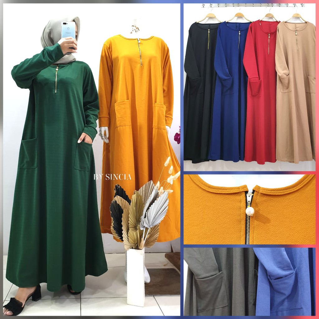 Gamis Busui Jumbo 2 กระเป๋า (Real Pick) Matt Voxy Premium Thick / Fit XXL / Ld 110-120