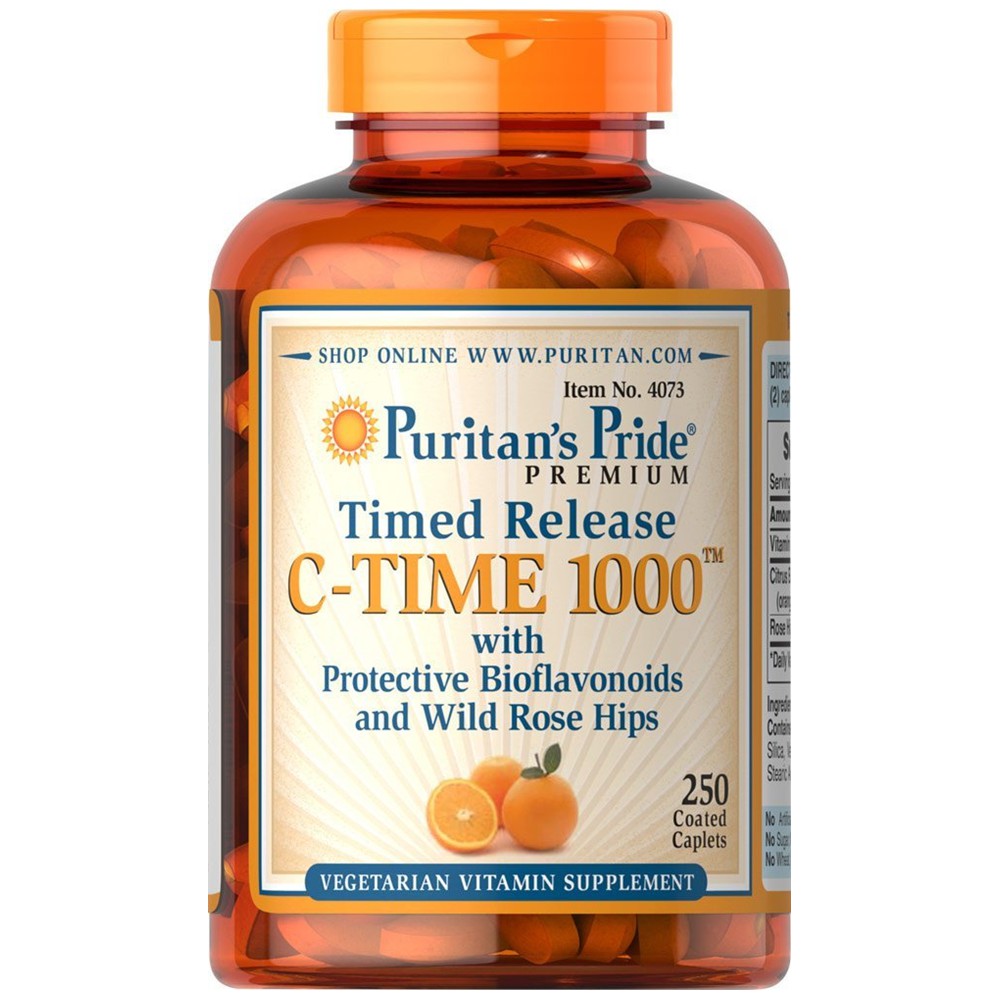 Puritan’s Pride Vitamin C-1000 mg with Rose Hips Timed Release / 250 Caplets
