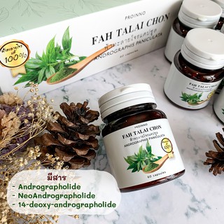 ฟ้าทะลายโจรแคปซูล Andrographis paniculata capsule ผลิตจาก ใบและลำต้น บดเป็นผง  บรรจุลงใน แคปซูลขนาด 250 mg.