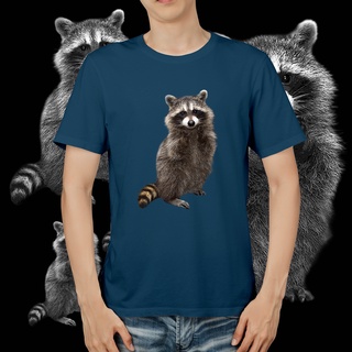 แขนสั้นcrew neckRacoon เสื้อยืด สีขาว สีดํา พรีเมี่ยมS-XXXXL