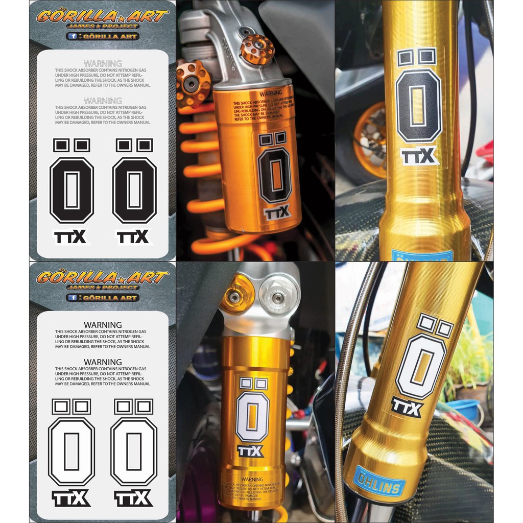 สติ๊กเกอร์ติด โช๊คหน้าหลัง LOGO ตัว O TTX Ohlins เกรดพรีเมี่ยม / Motorcycle Sticker LOGO O TTX Ohlins
