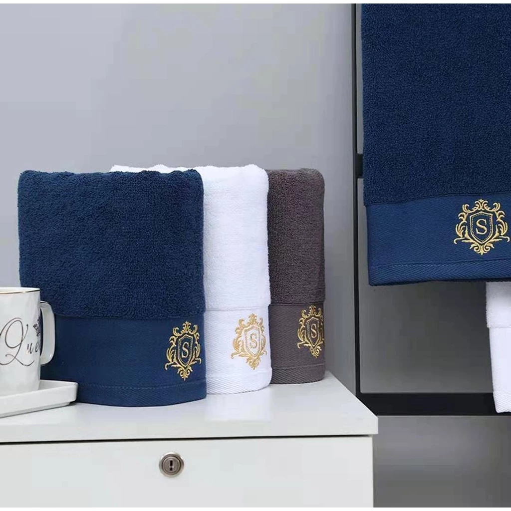 MSS ผ้าเช็ดตัว Cotton 100% เนื้อนุ่มขนาด 70*140 Cm. สกรีนโลโก้สีทอง