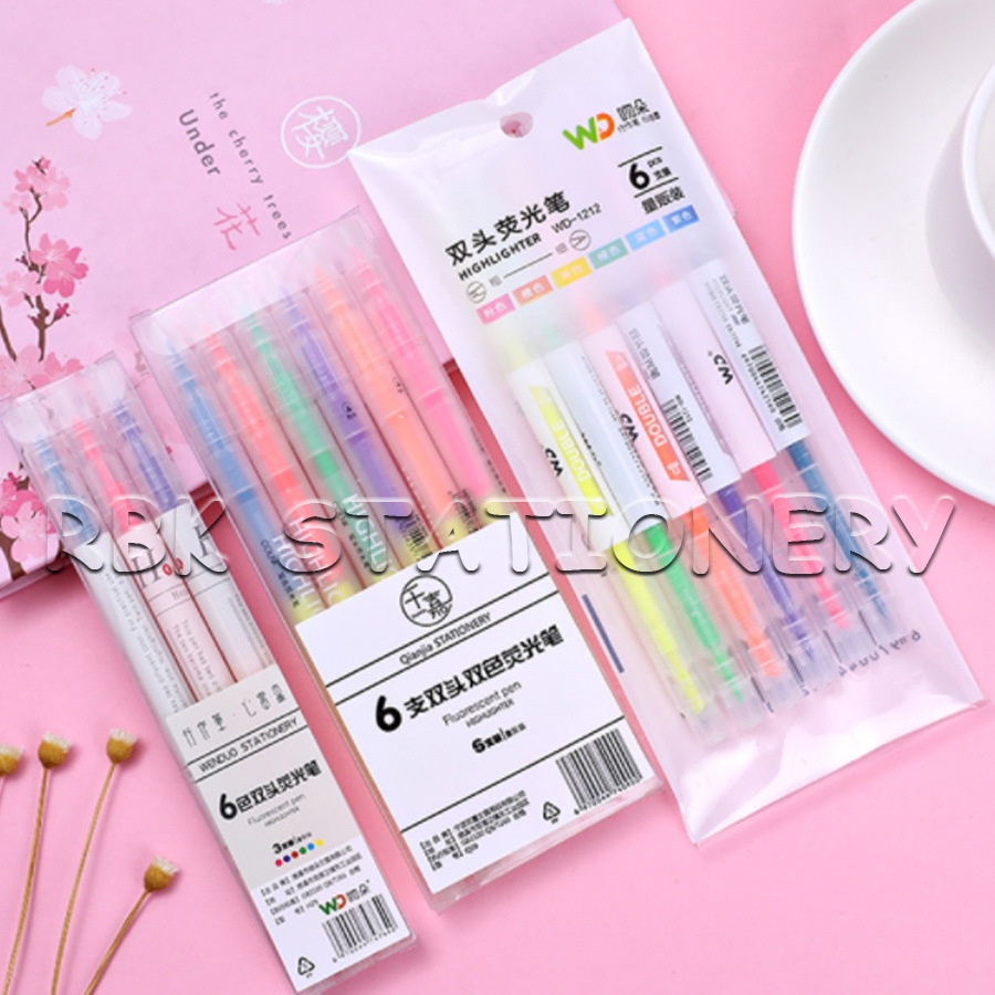 ปากกาเน้นข้อความ ปากกาไฮไลท์ highlight WD-1212 3 แท่ง 6 แท่ง 6 สี