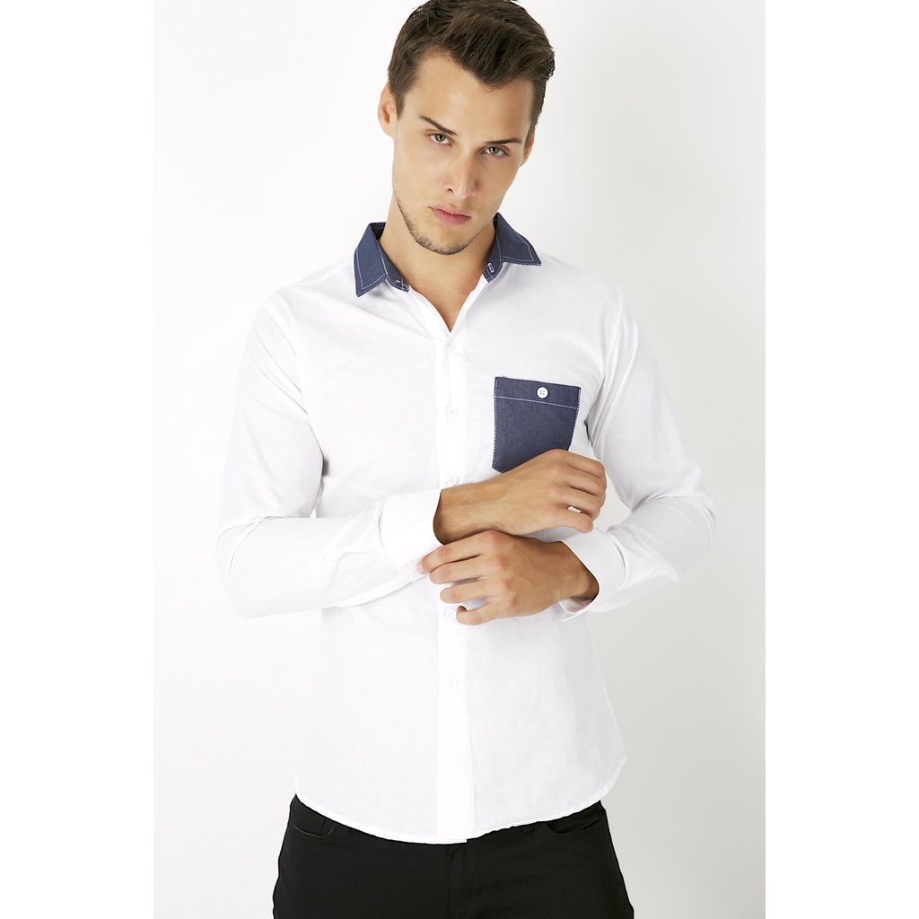 เสื้อเชิ้ตแต่งสี ผ้าOxford เสื้อเชิ้ตผู้ชาย เสื้อเชิ้ตแขนยาว(สินค้าพร้อมส่ง)