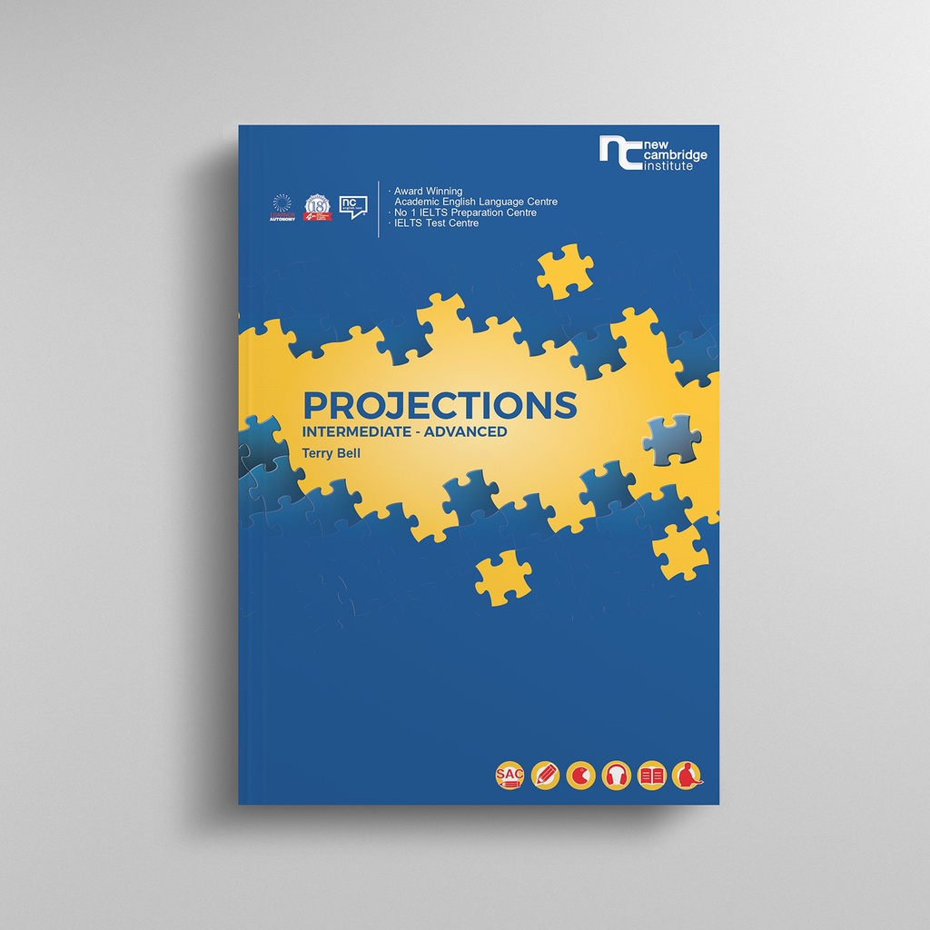 หนังสือ IELTS รวมเทคนิคสอบทั้ง 4 พาร์ท  | Projections Intermediate - Advanced by New Cambridge