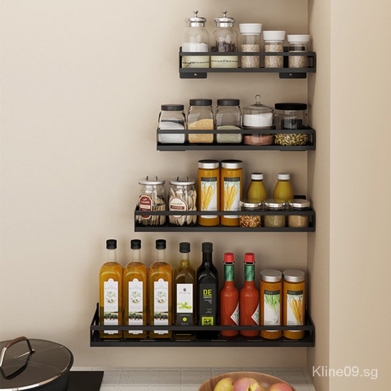 kline】Kitchen Spice Rack Punch-Free Stainless Steel Kitchen Wall ...