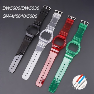 สายนาฬิกาข้อมือเรซิ่น พร้อมเคส สําหรับ Casio G-Shock DW-5600 5000 5030 5025 GW-M5610 M5600 G-5600 GLX-5600