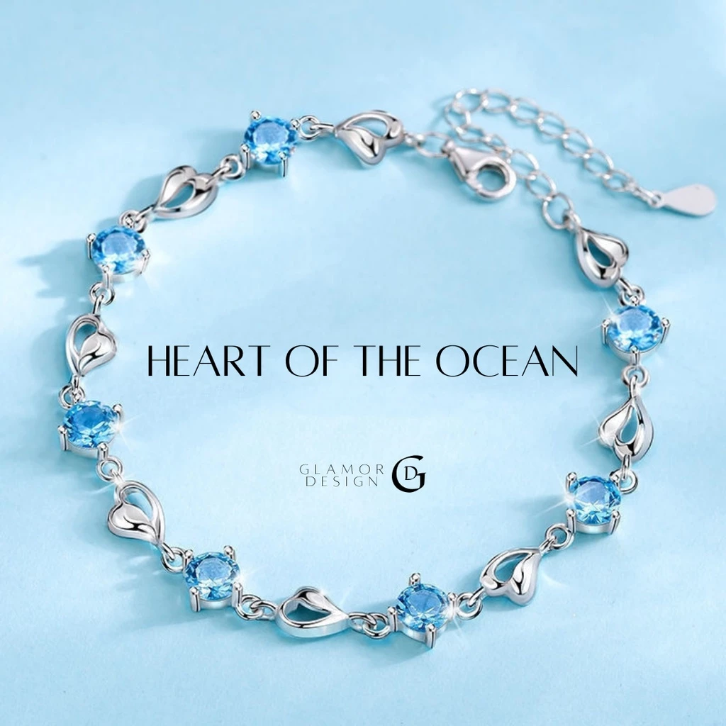 GLAMOR✨กําไลข้อมือผู้หญิง HEART OF OCEAN สร้อยข้อมือผู้หญิง กําไลข้อมือประดับเพชร กำไลข้อมือเงิน925