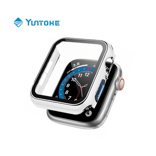 YUNTOHE เคสแอปเปิ้ลวอช iWatch Case PC+Glass Series 7 6 SE 5 4 3 45มม.41มม.44มม.40มม.42มม.38มม.