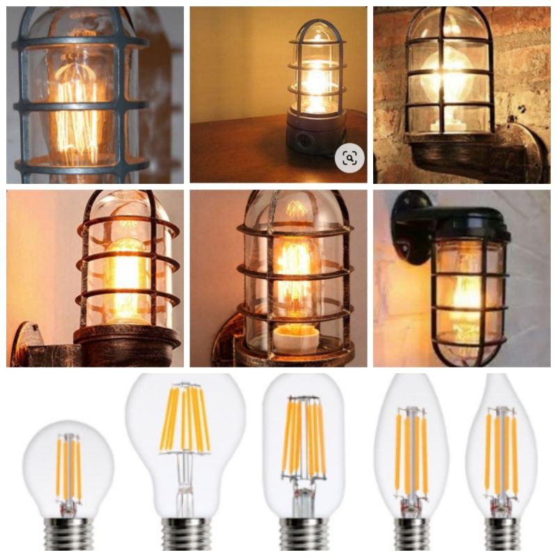 โคมไฟผนังกรงนกอลูมิเนียม เกลียวมาตราฐาน งานไทย ติดผนัง/ระเบียงบ้าน ตัวโคมเป็นอลูมิเนียม ข้างในเป็นแก้ว - รูปที่ 3