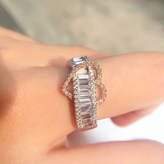 Ring European และ American Instendy Two -Color Exquisite Love Simulation Diamond Ring