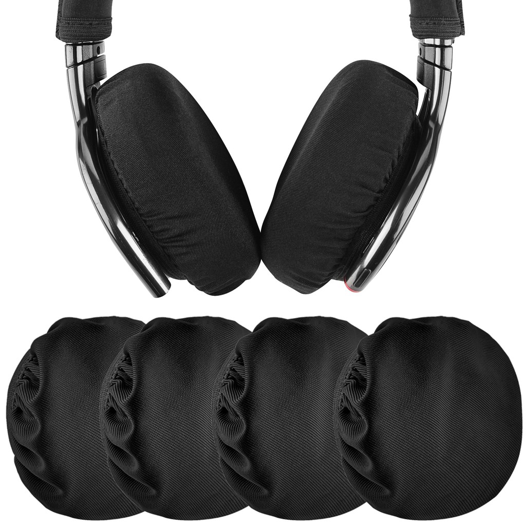 Geekria 2 คู่ผ้า Flex Earpad Covers, อุปกรณ์ป้องกันหูสุขาภิบาลซักได้และยืดได้สําหรับชุดหูฟังแบบครอบหู, กันเหงื่อ (ขนาด M/สีดํา)