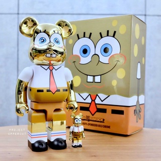 BE@RBRICK 400%+100% SPONGEBOB - Gold Chrome [New]