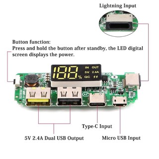 USB Mobile Power Bank Li-ion หน้าจอ LED ชาร์จโมดูลแบตเตอรี่ลิเธียม Charger BOARD สำหรับ DIY 1 ชิ้น