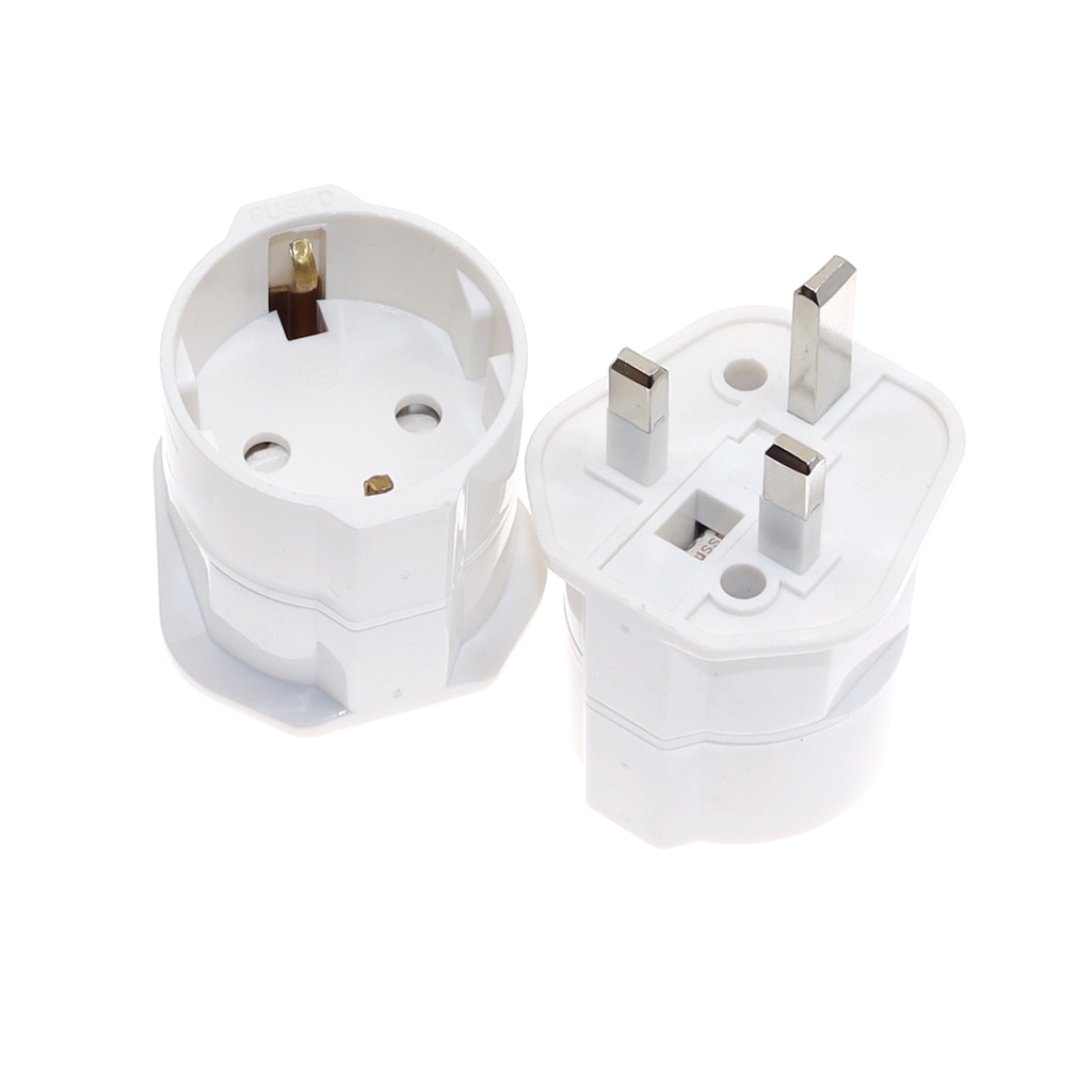 อะแดปเตอร์แปลงไฟ 13A 250V ทองแดง จากยุโรป เกาหลี เยอรมนี ฝรั่งเศส รัสเซีย ไป HK UK ปลั๊กฟิวส์ สิงคโปร์ มาเลเซีย Type G