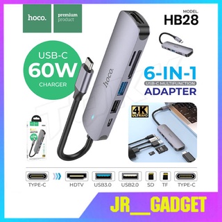 Hoco HB28 Easy display HUB ตัวแปลง Type-C เป็น HDTV+ USB3.0 + USB2.0 + SD + TF + PD อะแดปเตอร์ 6 in 1