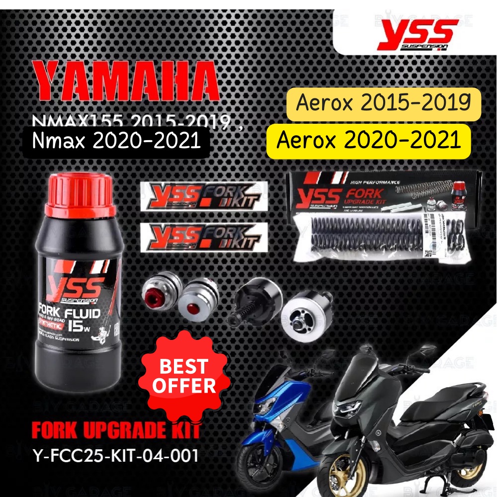 YSS ชุดโช๊คหน้า FORK UPGRADE KIT อัพเกรด Yamaha NMAX155 2015-2019 / NMAX155 2020 / Aerox155【 Y-FCC25-KIT-04-001 】แท้🔥