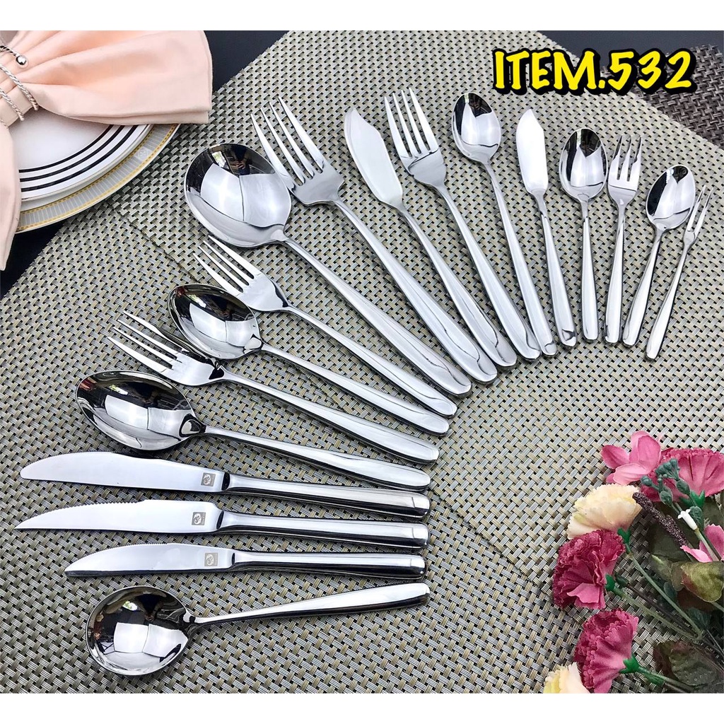 TwinFish ชุดช้อนส้อม อุปกรณ์ใช้ทานอาหาร ช้อนส้อมสแตนเลส เรียบหรู สวยงาม แข็งแรง ไม่หักงอ รุ่น532
