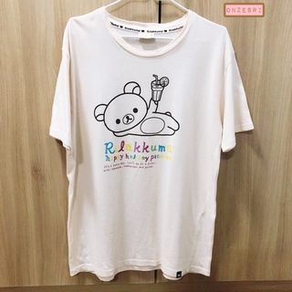 เสื้อยืด Rilakkuma ไซส์ L สีออกแนวส้มชมพูอ่อน ถ่ายออกมาไม่ค่อยเห็น ซื้อที่ญี่ปุ่น สภาพดี มีตำหนิ