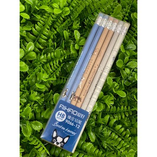 ดินสอไม้ ลายน้องหมา น่ารักมากๆ เกรดเอชบี 9066-12 (12pcs.) - AIHAO