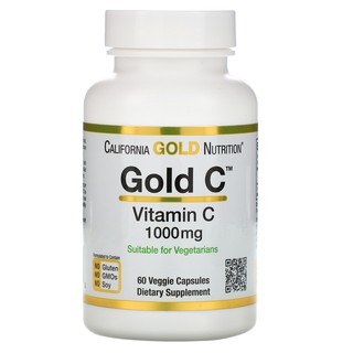 California Gold Nutrition, Gold C, Vitamin C, 1,000 mg, 60 / 240 Veggie Capsules ของแท้จาก USA