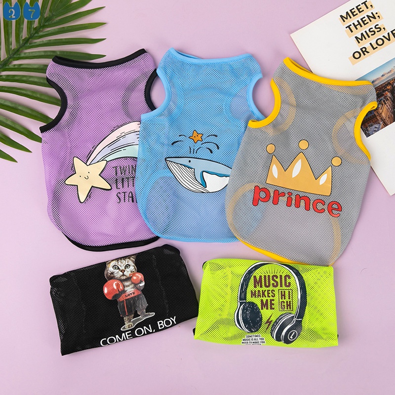 『27Pets』เสื้อยืดแขนกุด ผ้าฝ้าย ระบายอากาศ แฟชั่นฤดูร้อน สําหรับสัตว์เลี้ยง สุนัข แมว