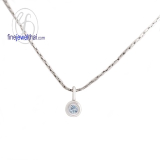 Finejewelthai-จี้อะความารีน-อะความารีน-จี้พลอย-พลอยประจำเดือนเกิด-Aquamarine-Silver-Pendant-Birthstone-P1132aq00