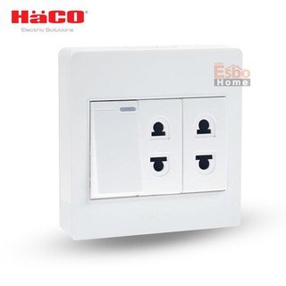 เต้ารับเดี่ยว 2ขา 2ช่อง HACO M3N-R21 พร้อมสวิทช์แบบลอย