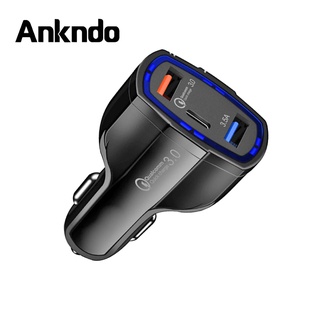 Ankndo Type-C Qc 3.0 อะแดปเตอร์ชาร์จโทรศัพท์มือถือแบบด่วนสําหรับติดรถยนต์