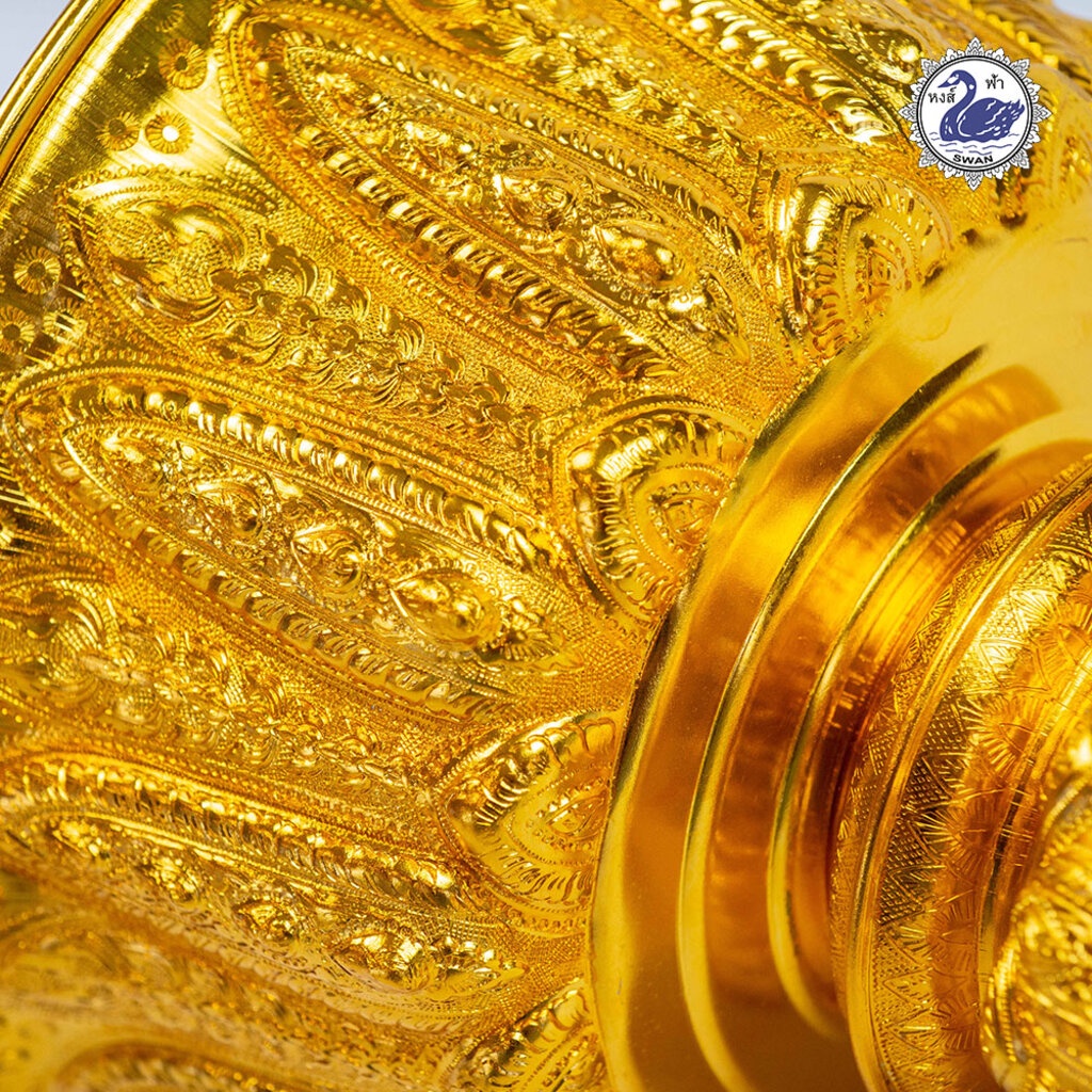 พานรัฐธรรมนูญ 8ซม. (ทอง) ลายไทย อลูมิเนียม คุณภาพดี สีไม่ลอก ไม่ดำ 100% ให้แทนเครื่องเงินได้งิน พานเงิน พานทอง พาน - รูปที่ 3