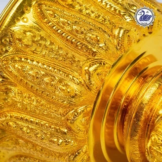 พานรัฐธรรมนูญ 8ซม. (ทอง) ลายไทย อลูมิเนียม คุณภาพดี สีไม่ลอก ไม่ดำ 100% ให้แทนเครื่องเงินได้งิน พานเงิน พานทอง พาน