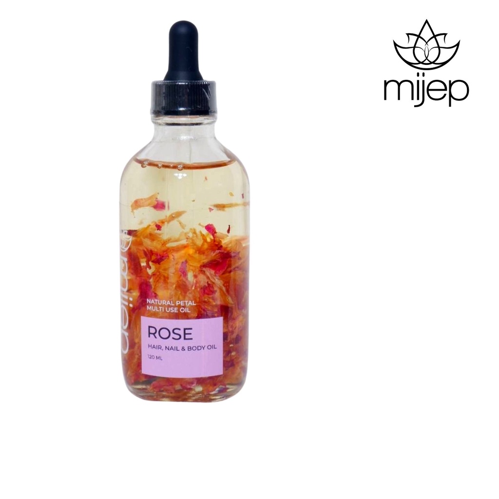 MIJEP Natural Rose Body Oil - Multi Use Oil for Face, Body, Hair & Massage.