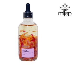 MIJEP Natural Rose Body Oil - Multi Use Oil for Face, Body, Hair &amp; Massage.น้ำมันบำรุงผิวหน้า ผิวกาย ผม น้ำมันนนวดสปา