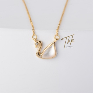 TBK สร้อยแฟชั่น เพชร จี้หงส์ แฟชั่น ผู้หญิง necklace โซ่ ชนิดสเตนเลส ของขวัญสุดหรู 18k สำหรับผู้หญิง 948n